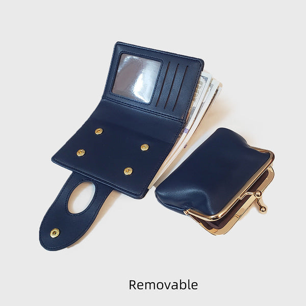 Dark Blue Elegant Croc Embossed Womens Wallet Short Pu Leather Bifold With Removable Kisslock Coin Purse & Card Holder Wallets