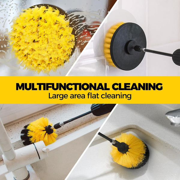 Yellow And Black Complete 7 Piece Drill Brush Power Scrubber Set All Purpose Cleaning Kit For Bathroom Tile Car Detailing & More Mops Brooms & Scrubbe