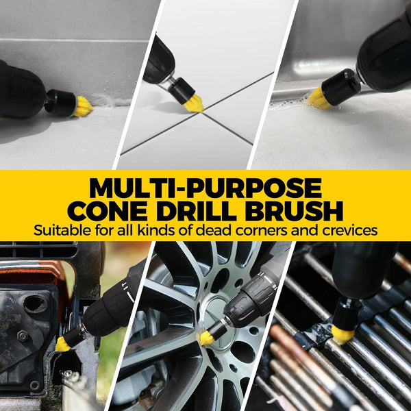 Yellow And Black Complete 7 Piece Drill Brush Power Scrubber Set All Purpose Cleaning Kit For Bathroom Tile Car Detailing & More Mops Brooms & Scrubbe