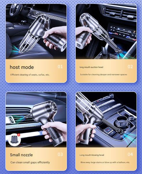 Black And Grey Powerful 3 In 1 Cordless Handheld Vacuum Cleaner 12000Pa Suction & Air Duster Blower For Car Home Office Vacuum Cleaners