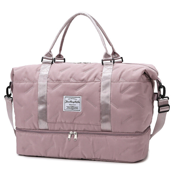 Purple Stylish Quilted Duffel Bag For Travel & Gym Large Capacity Weekender With Shoe Compartment And Wet Pocket Duffle Bags