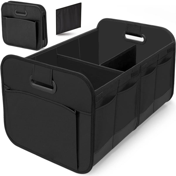 Black Heavy Duty Collapsible Car Boot Organiser Large 65L Waterproof Trunk Storage Box With Compartments For Suv & Car Organisers