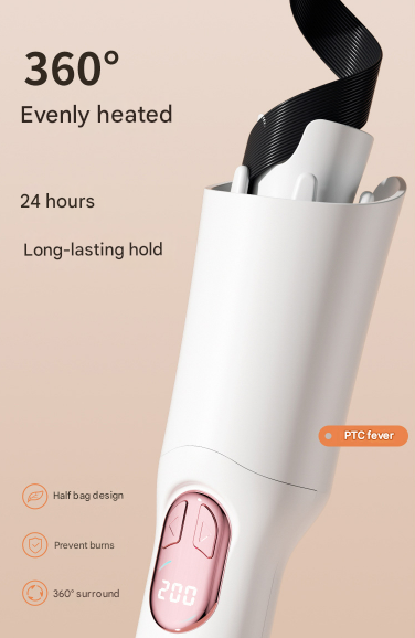 White Portable Cordless Hair Curler Usb C Rechargeable Automatic Hair Waver With Ceramic Barrel & Anti Scald Design Rollers & Curlers