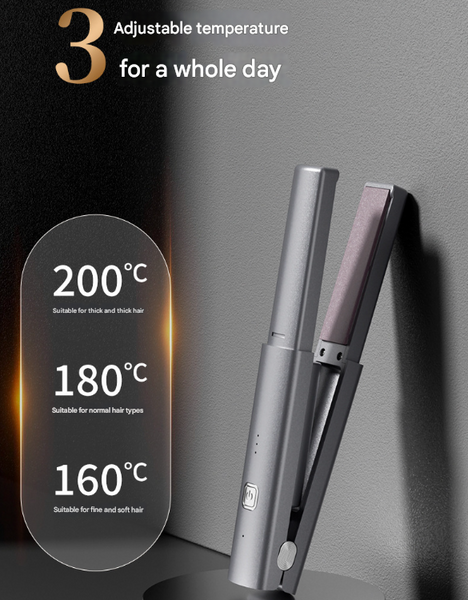 Purple Compact Cordless Hair Straightener Portable 2 In 1 Mini Flat Iron Usb C Rechargeable For Travel & Touch Ups Rollers & Curlers