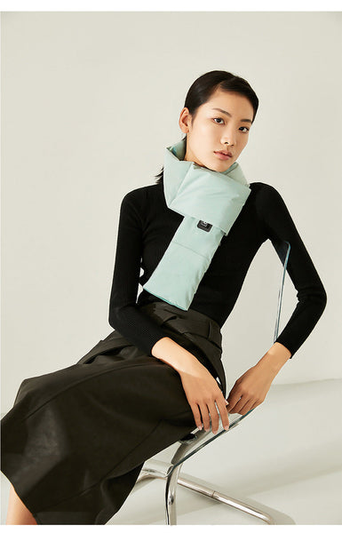 Black Usb Electric Heated Scarf Portable Puffer Neck Warmer With 3 Level Control For Winter Scarves & Wraps