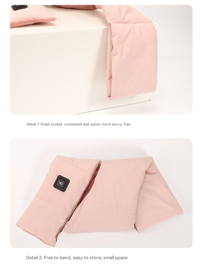 Beige Usb Electric Heated Scarf Portable Puffer Neck Warmer With 3 Level Control For Winter Scarves & Wraps