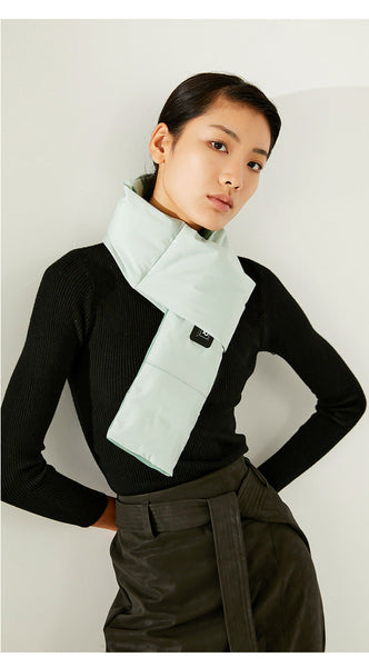 Light Green Usb Electric Heated Scarf Portable Puffer Neck Warmer With 3 Level Control For Winter Scarves & Wraps