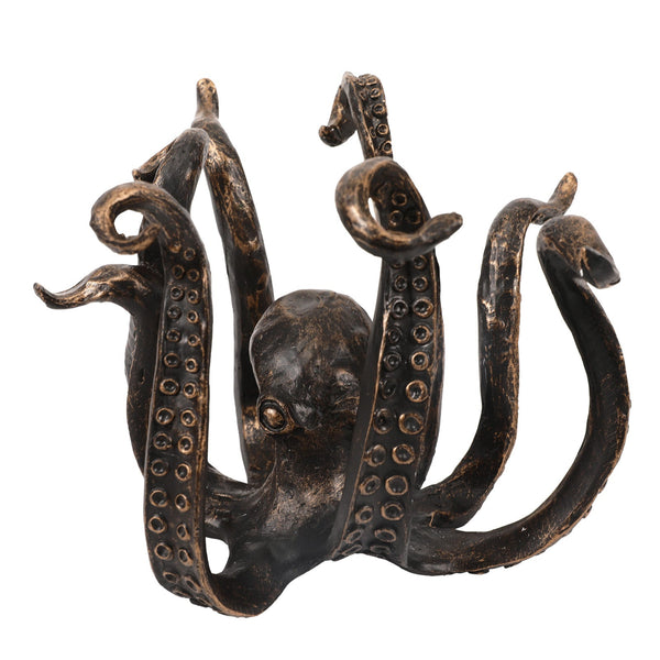 Bronze Octopus Mug Holder Decorative Resin Statue & Countertop Cup Rack Figurines