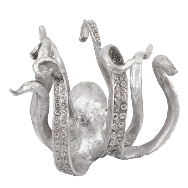 Silver Bronze Octopus Mug Holder Decorative Resin Statue & Countertop Cup Rack Figurines