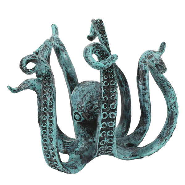 Blue Bronze Octopus Mug Holder Decorative Resin Statue & Countertop Cup Rack Figurines