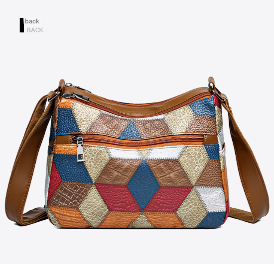 Colorful Geometric Patchwork Crossbody Bag Women's Multi Pocket Pu Leather Shoulder Purse Women's Bags & Handbags