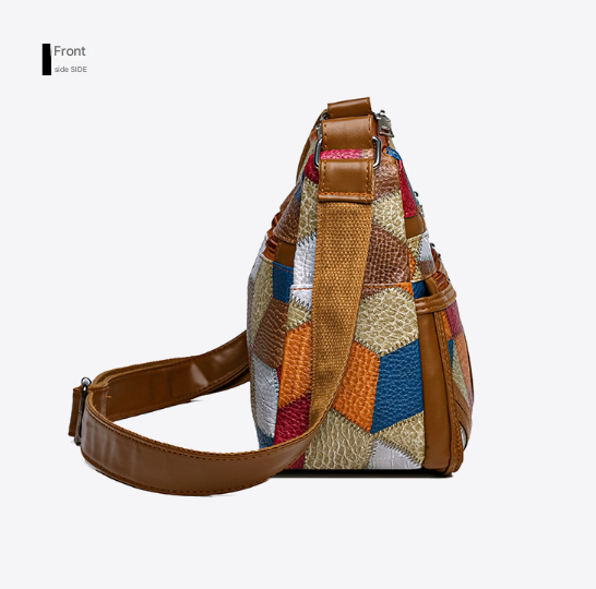 Colorful Geometric Patchwork Crossbody Bag Women's Multi Pocket Pu Leather Shoulder Purse Women's Bags & Handbags
