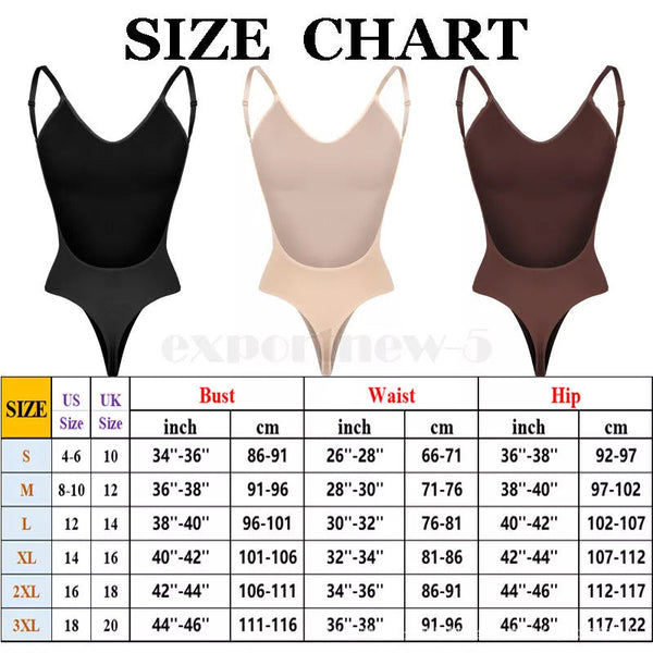 2 Pcs Size M Skin Color Seamless Backless Bodysuit Deep U Plunge Tummy Control Thong Shaper Shapewear