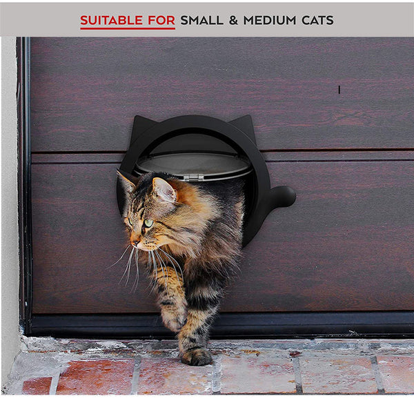Black 4 Way Locking Cat Flap Door Pet Entry Portal For Interior Doors Walls & Cabinets Doors & Flaps