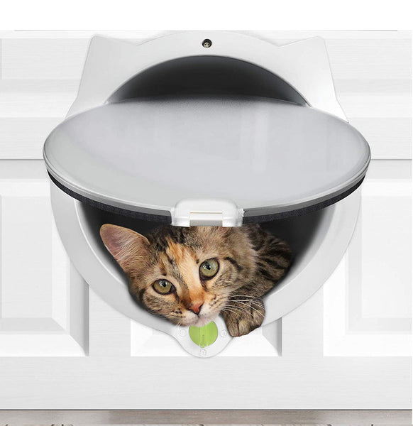 Black 4 Way Locking Cat Flap Door Pet Entry Portal For Interior Doors Walls & Cabinets Doors & Flaps