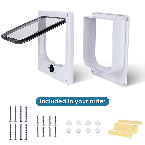 Size M White 4 Way Locking Pet Flap Door For Cats And Small Dogs Weatherproof Magnetic Doors & Flaps