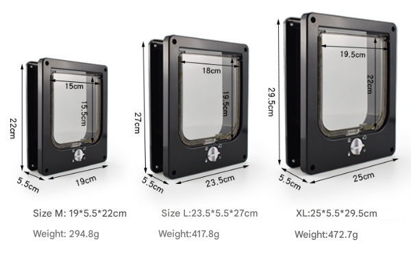 Size M White 4 Way Locking Pet Flap Door For Cats And Small Dogs Weatherproof Magnetic Doors & Flaps