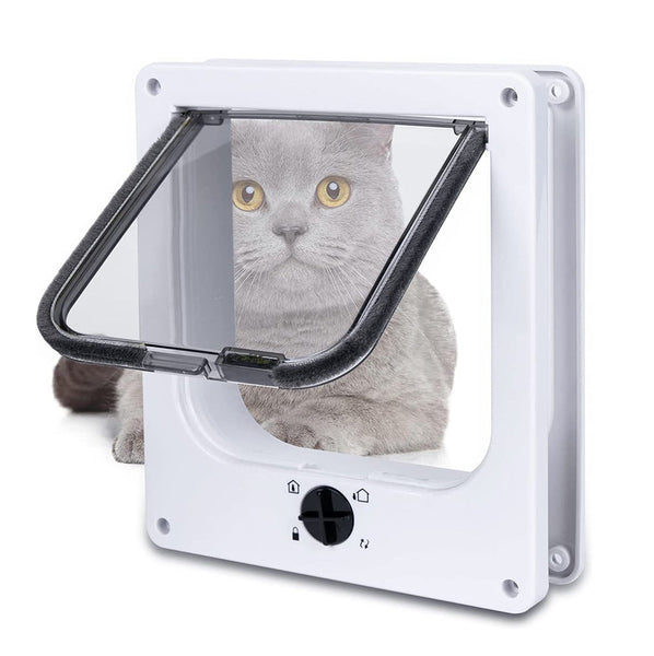 Size M White 4 Way Locking Pet Flap Door For Cats And Small Dogs Weatherproof Magnetic Doors & Flaps