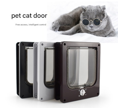 Size L Black 4 Way Locking Pet Flap Door For Cats And Small Dogs Weatherproof Mag Netic Placeholder