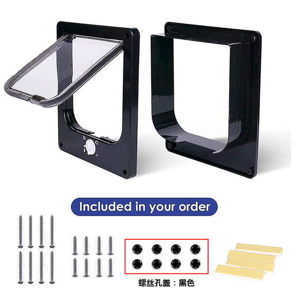 Size L Black 4 Way Locking Pet Flap Door For Cats And Small Dogs Weatherproof Mag Netic Placeholder
