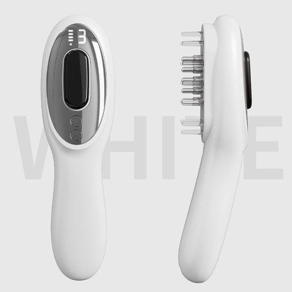 White Rechargeable Electric Scalp Massager With Red & Blue Light Therapy Hair Oil Serum Applicator Comb(Not Containing Essential Oils) Massagers