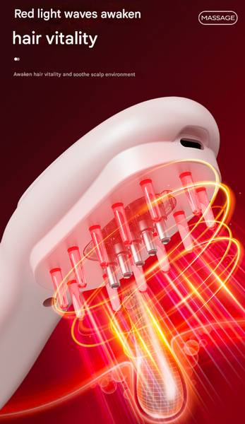White Rechargeable Electric Scalp Massager With Red & Blue Light Therapy Hair Oil Serum Applicator Comb(Not Containing Essential Oils) Massagers