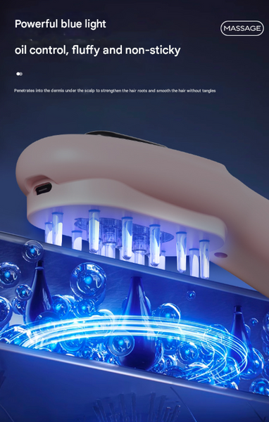 White Rechargeable Electric Scalp Massager With Red & Blue Light Therapy Hair Oil Serum Applicator Comb(Not Containing Essential Oils) Massagers
