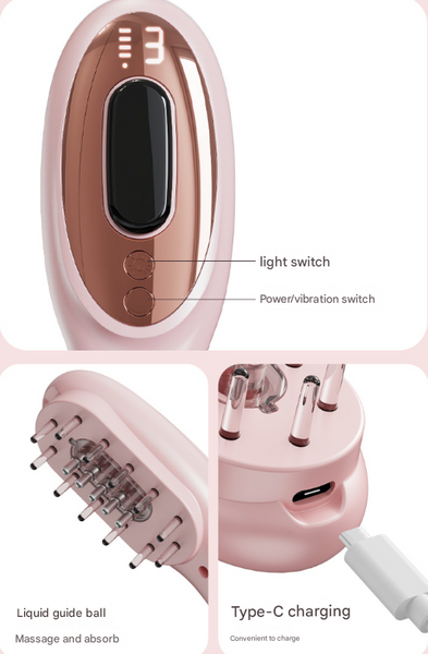 White Rechargeable Electric Scalp Massager With Red & Blue Light Therapy Hair Oil Serum Applicator Comb(Not Containing Essential Oils) Massagers