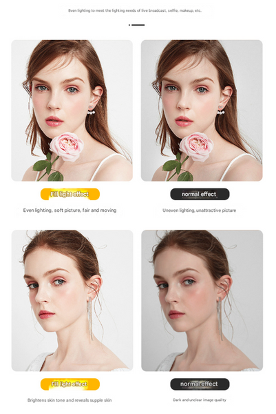 White Magnetic Foldable Selfie Light With Mirror Rechargeable Led Fill Light For Iphone & Android Vlogging(Mobile Phone Is A Shooting Prop And Is Not