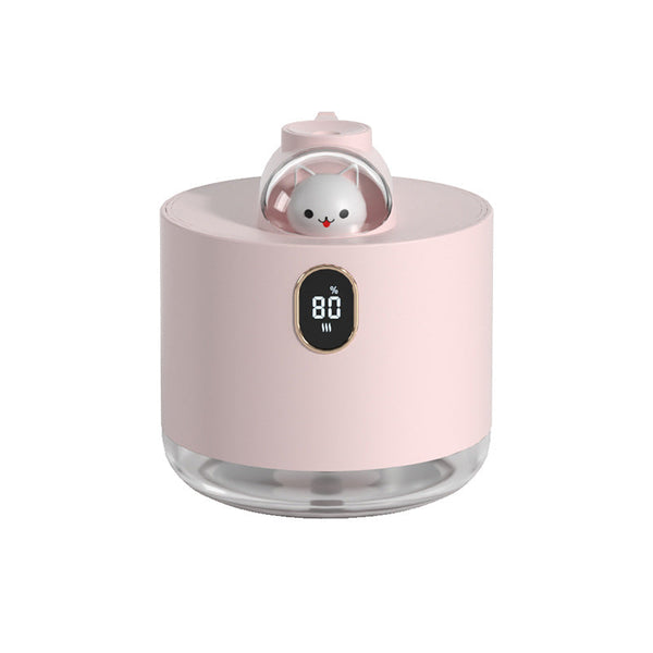 Pink Adorable Space Capsule Humidifier Portable Usb Cool Mist Maker With Led Display & Ambient Night Light Humidifiers