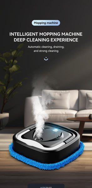 White Smart Robotic Floor Mop With Humidifier Spray Ultra Slim Automatic Wet & Dry Cleaner Mops Brooms & Scrubbers