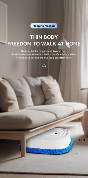 White Smart Robotic Floor Mop With Humidifier Spray Ultra Slim Automatic Wet & Dry Cleaner Mops Brooms & Scrubbers