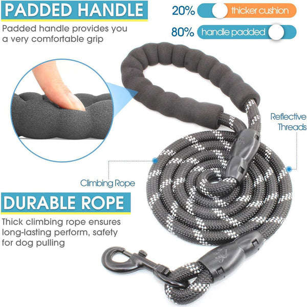 Grey 3 In 1 Tangle Free Dog Leash For 1 3 Dogs Heavy Duty Bungee Coupler With Reflective Stitching & Padded Handle Leads & Head Collars