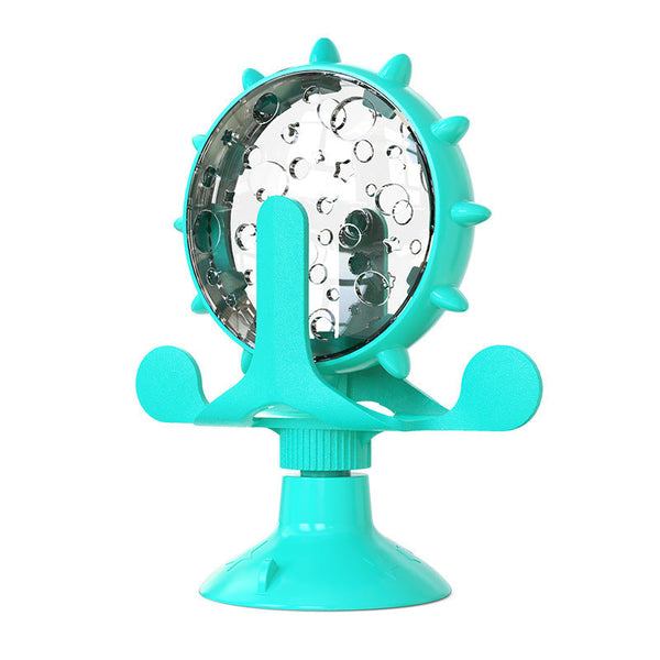 Blue Interactive Pet Treat Dispenser Spinning Wheel Food Puzzle Toy For Cats & Dogs With Suction Cup Base Dog Toys