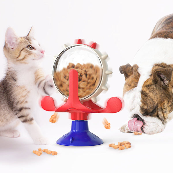 Green Interactive Pet Treat Dispenser Spinning Wheel Food Puzzle Toy For Cats & Dogs With Suction Cup Base Dog Toys
