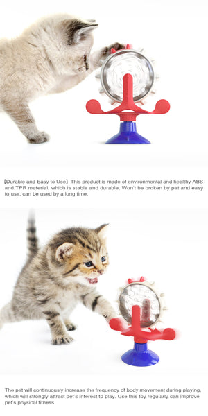 Green Interactive Pet Treat Dispenser Spinning Wheel Food Puzzle Toy For Cats & Dogs With Suction Cup Base Dog Toys