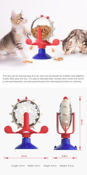 Redblue And White Interactive Pet Treat Dispenser Spinning Wheel Food Puzzle Toy For Cats & Dogs With Suction Cup Base Dog Toys