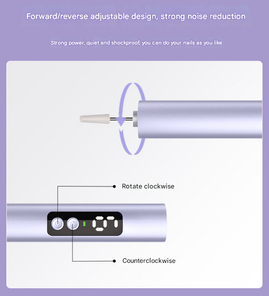 Purple Professional Electric Nail File Kit Portable Usb C Rechargeable Manicure Drill With 6 Speeds & 5 Heads Manicure & Pedicure Tools & Kits