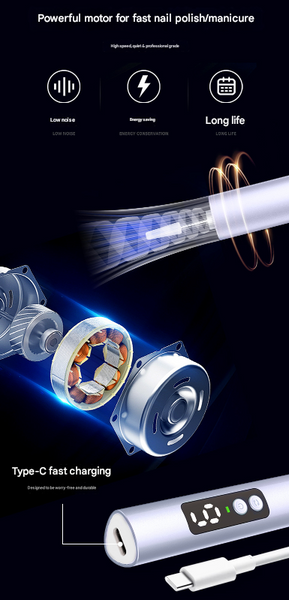 Purple Professional Electric Nail File Kit Portable Usb C Rechargeable Manicure Drill With 6 Speeds & 5 Heads Manicure & Pedicure Tools & Kits