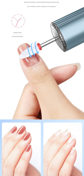 Blue Rechargeable Electric Nail Drill Pen With Uv Curing Lamp Professional All In One Manicure Pedicure Kit For Polishing & Gel Removal Nail Dryers &