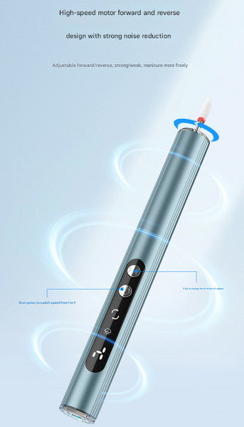 Blue Rechargeable Electric Nail Drill Pen With Uv Curing Lamp Professional All In One Manicure Pedicure Kit For Polishing & Gel Removal Nail Dryers &