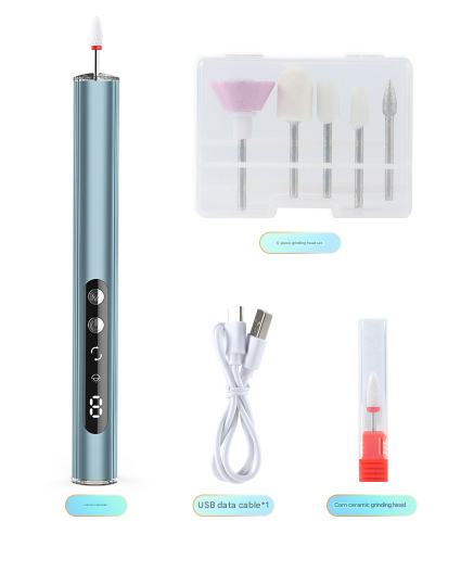 Blue Rechargeable Electric Nail Drill Pen With Uv Curing Lamp Professional All In One Manicure Pedicure Kit For Polishing & Gel Removal Nail Dryers &