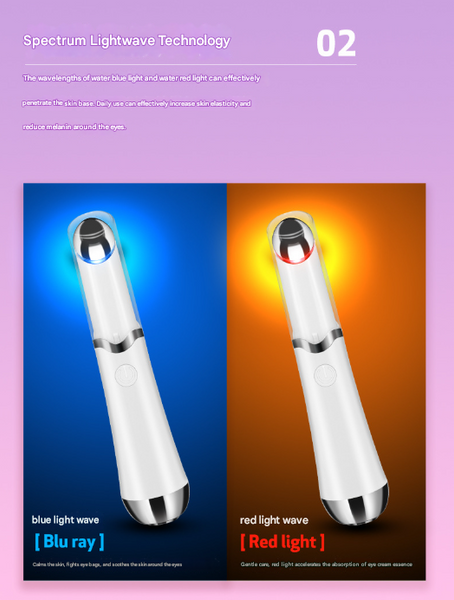 Pink Sonic Eye & Lip Massager With Red Blue Light Therapy Heated Vibrating Wand For Puffiness And Wrinkles Massagers