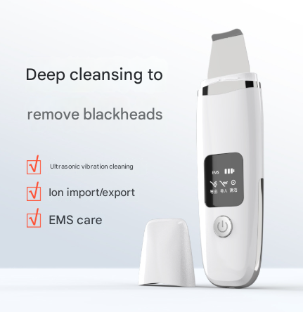 White Professional 4 In 1 Ultrasonic Skin Scrubber Deep Pore Cleanser Blackhead Remover & Ems Facial Lifting Tool Facial Cleansing Devices