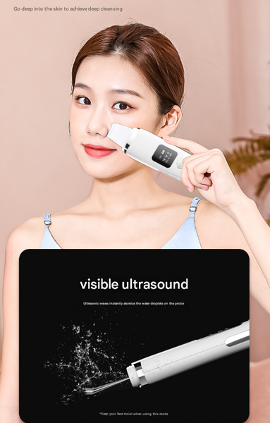 White Professional 4 In 1 Ultrasonic Skin Scrubber Deep Pore Cleanser Blackhead Remover & Ems Facial Lifting Tool Facial Cleansing Devices