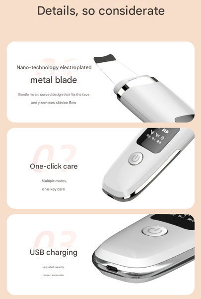 White Professional 4 In 1 Ultrasonic Skin Scrubber Deep Pore Cleanser Blackhead Remover & Ems Facial Lifting Tool Facial Cleansing Devices