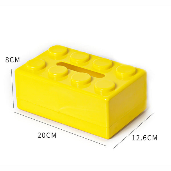 Yellow 2 Pcs Creative Building Block Tissue Box Holder Wall Mounted & Desktop Dispenser For Bathroom Kids Room Office Decor Napkin Rings & Holders
