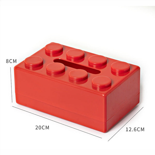 Red 2 Pcs Creative Building Block Tissue Box Holder Wall Mounted Desktop Dispenser Napkin Rings & Holders