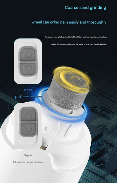 White Quiet Electric Pet Nail Grinder With Led Light 2 Speed Usb C Rechargeable Trimmer For Dogs & Cats Grooming Dog Grooming