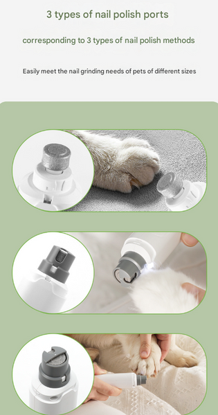 White Quiet Electric Pet Nail Grinder With Led Light 2 Speed Usb C Rechargeable Trimmer For Dogs & Cats Grooming Dog Grooming